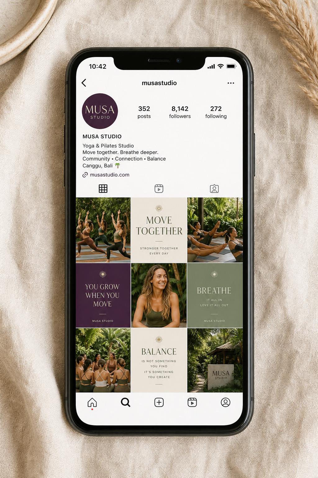 Mockup de Instagram de un studio